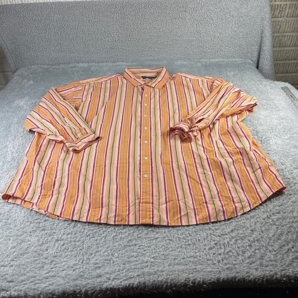 Polo Ralph Lauren Westerton Shirt Mens 5X Big Orange Purple Striped Cotton L/S